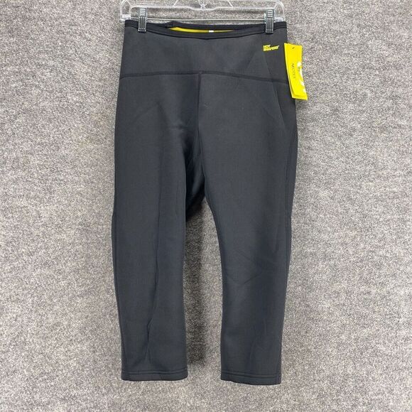 New Neotex Hot Shapers Activewear Leggings Women M Medium Black Capri Mid Rise - Picture 1 of 10